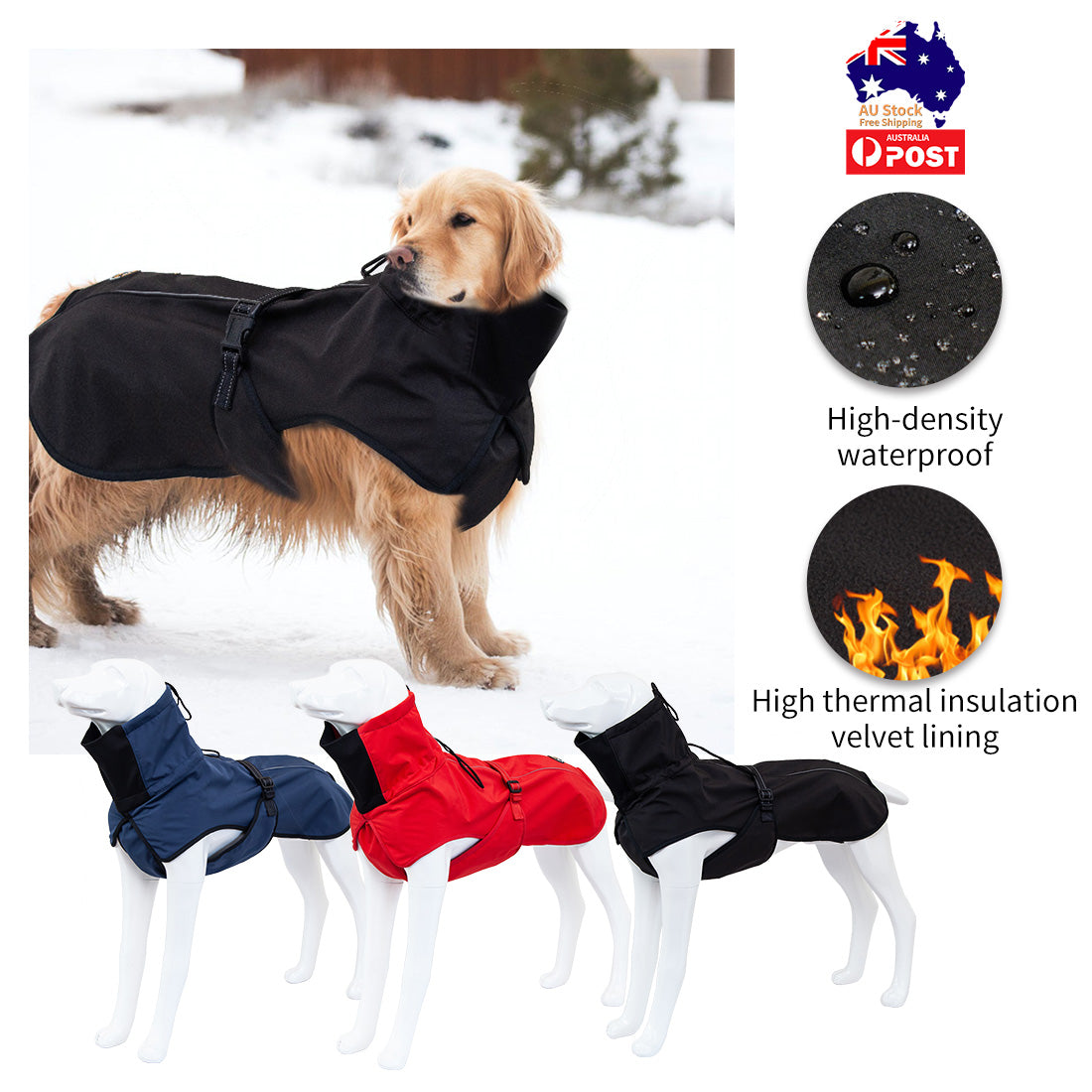 Pet Dog Raincoat Poncho Jacket Windbreaker Waterproof Clothes with Harness Hole-L-Blue