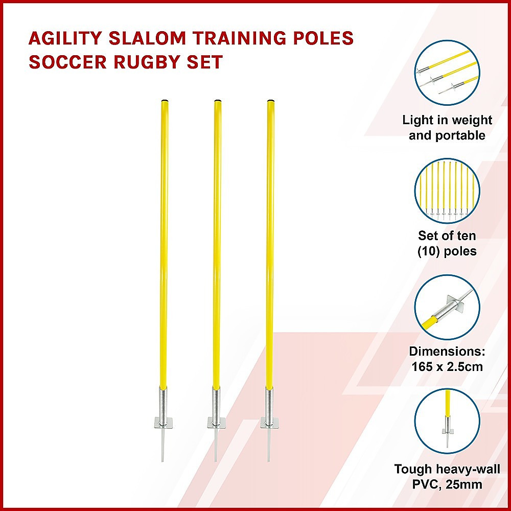 Agility Slalom Training Poles Soccer Rugby Set