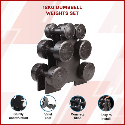 12kg Dumbbell Weights Set