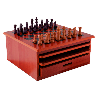 10 in 1 Wooden Chess Board Games Slide Out Checkers House Unit Set