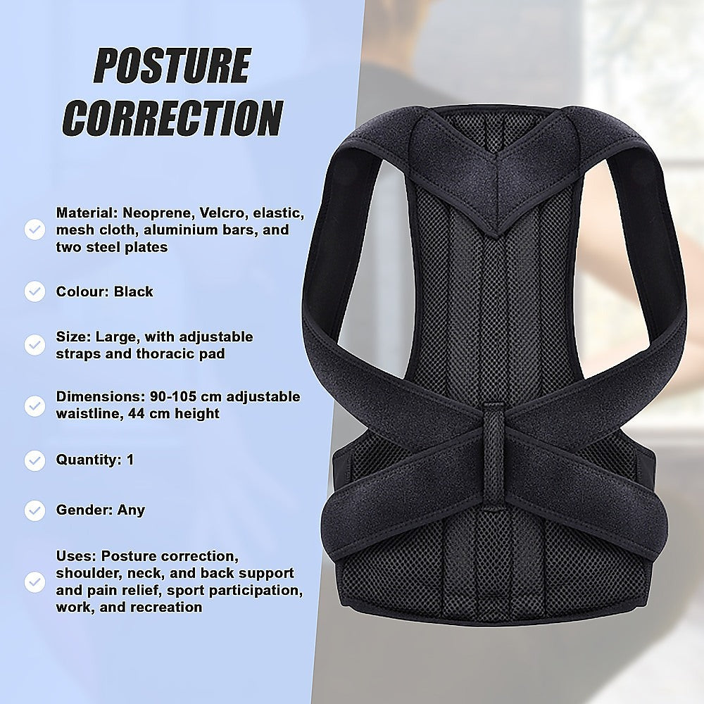 Lower Back Brace Unisex Posture Corrector Lumbar Support - Large