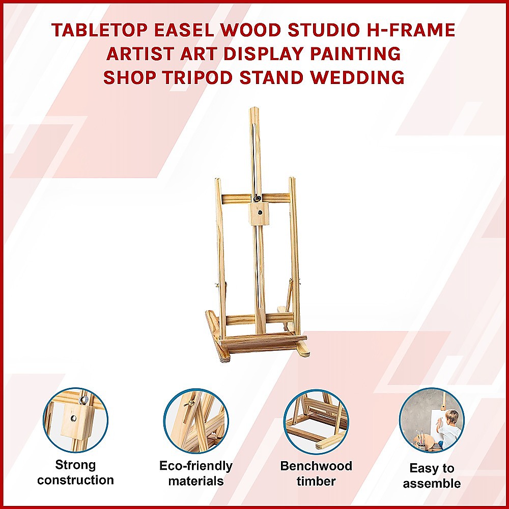 Tabletop Easel Wood Studio H-Frame Artist Art Display Painting Shop Tripod Stand Wedding