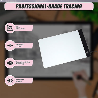 A4 LED Light Box Tracing Board Art Design Stencil Tattoo Copy Drawing Pad