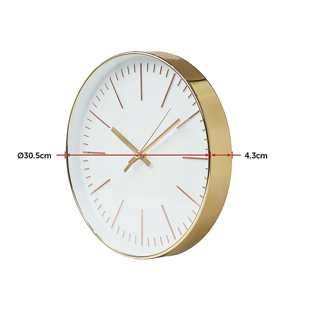 Modern Wall Clock Silent Non-Ticking Quartz Battery Operated Gold