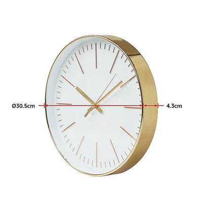 Modern Wall Clock Silent Non-Ticking Quartz Battery Operated Gold