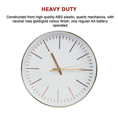 Modern Wall Clock Silent Non-Ticking Quartz Battery Operated Gold