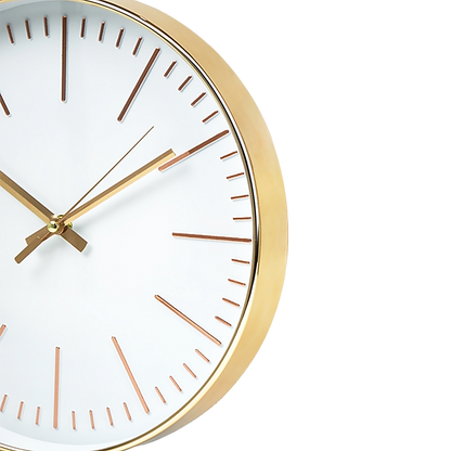 Modern Wall Clock Silent Non-Ticking Quartz Battery Operated Gold