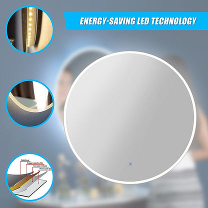 60cm LED Wall Mirror Bathroom Mirrors Light Decor Round