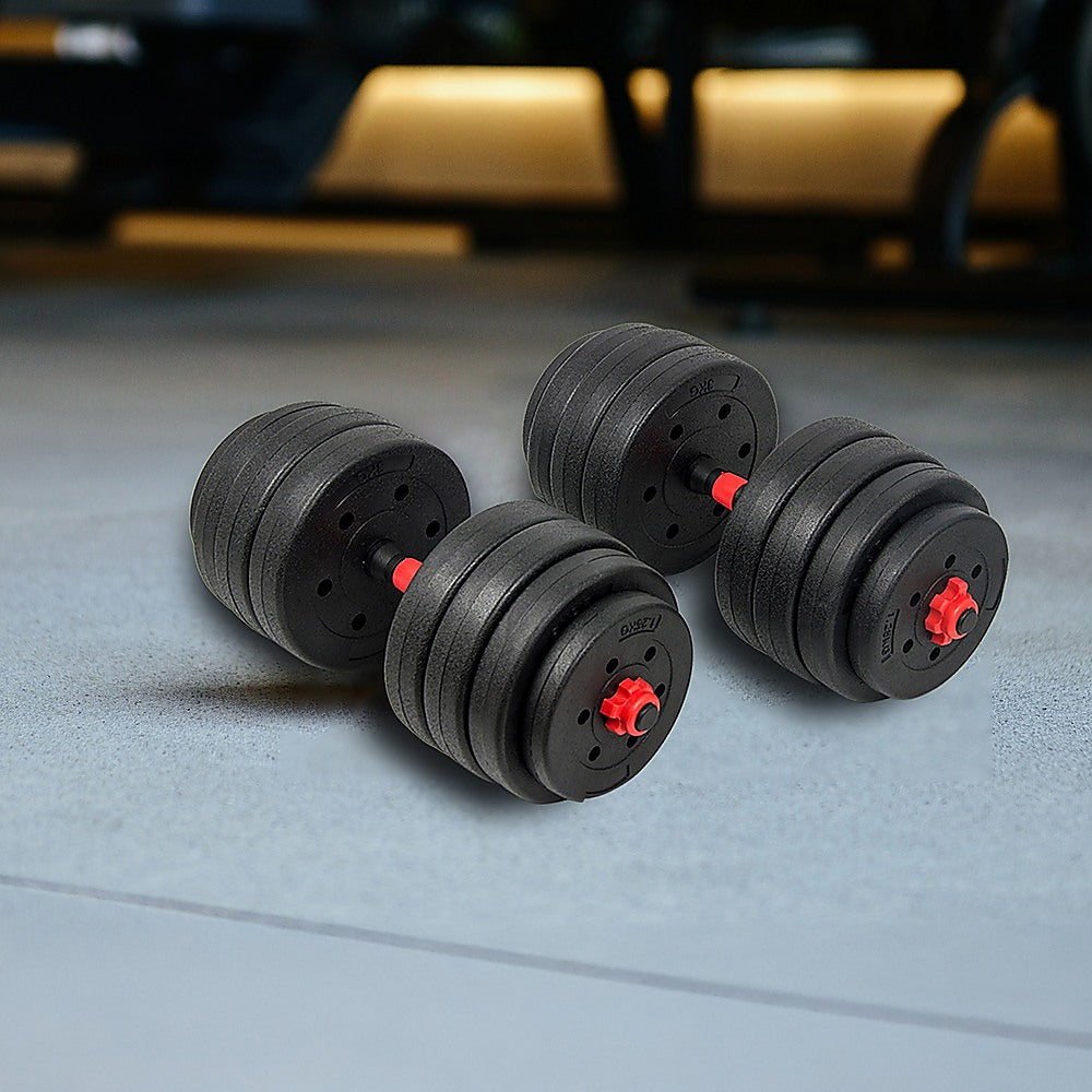 40kg Adjustable Rubber Dumbbell Set Barbell Home GYM Exercise Weights