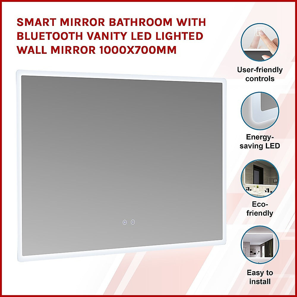 Smart Mirror Bathroom Vanity LED Lighted Wall Mirror 1000x700mm