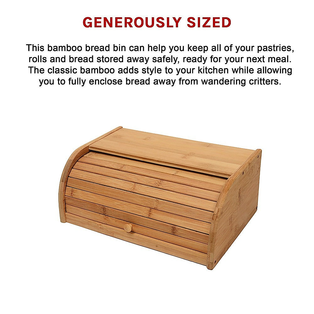 Bamboo Bread Bin Storage Box Kitchen Loaf Pastry Container