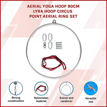 Aerial Yoga Hoop 90CM Lyra Hoop Circus Single Point Aerial Ring Set