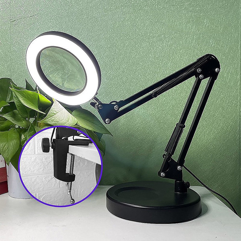 10X Magnifying Glass Desk Light Magnifier LED Lamp Reading Lamp With Base