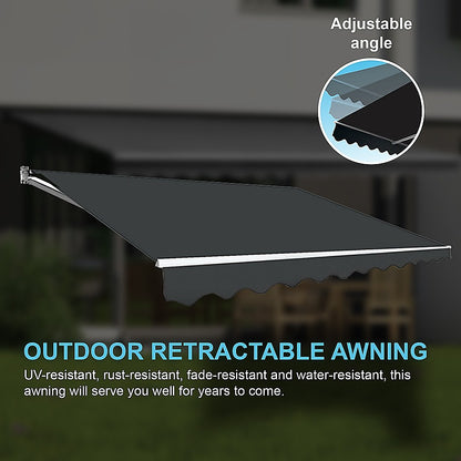 Outdoor Folding Arm Awning Retractable Sunshade Canopy Grey 4.0m x 3.0m