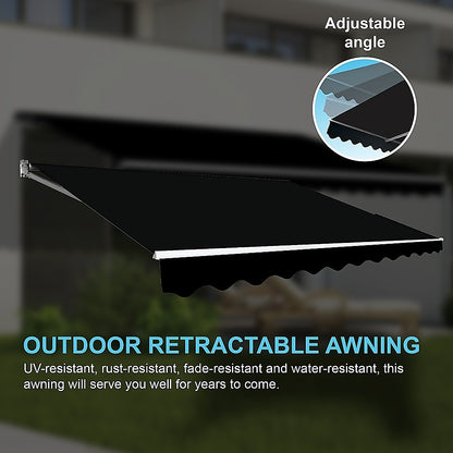 Outdoor Folding Arm Awning Retractable Sunshade Canopy Black 4.0m x 3.0m