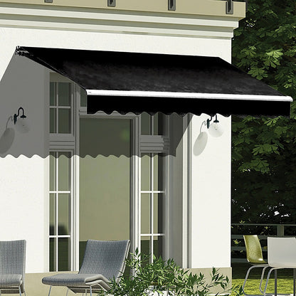 Motorised Outdoor Folding Arm Awning Retractable Sunshade Canopy Black 4.0m x 2.5m