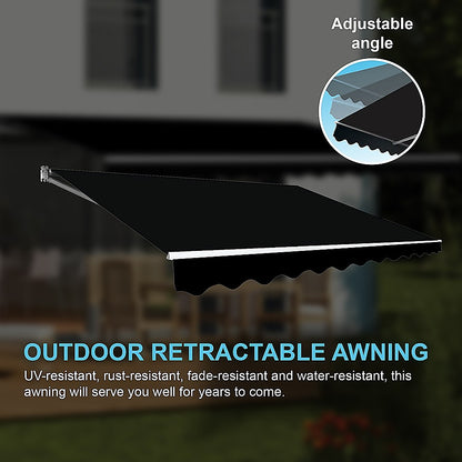 Motorised Outdoor Folding Arm Awning Retractable Sunshade Canopy Black 5.0m x 2.5m