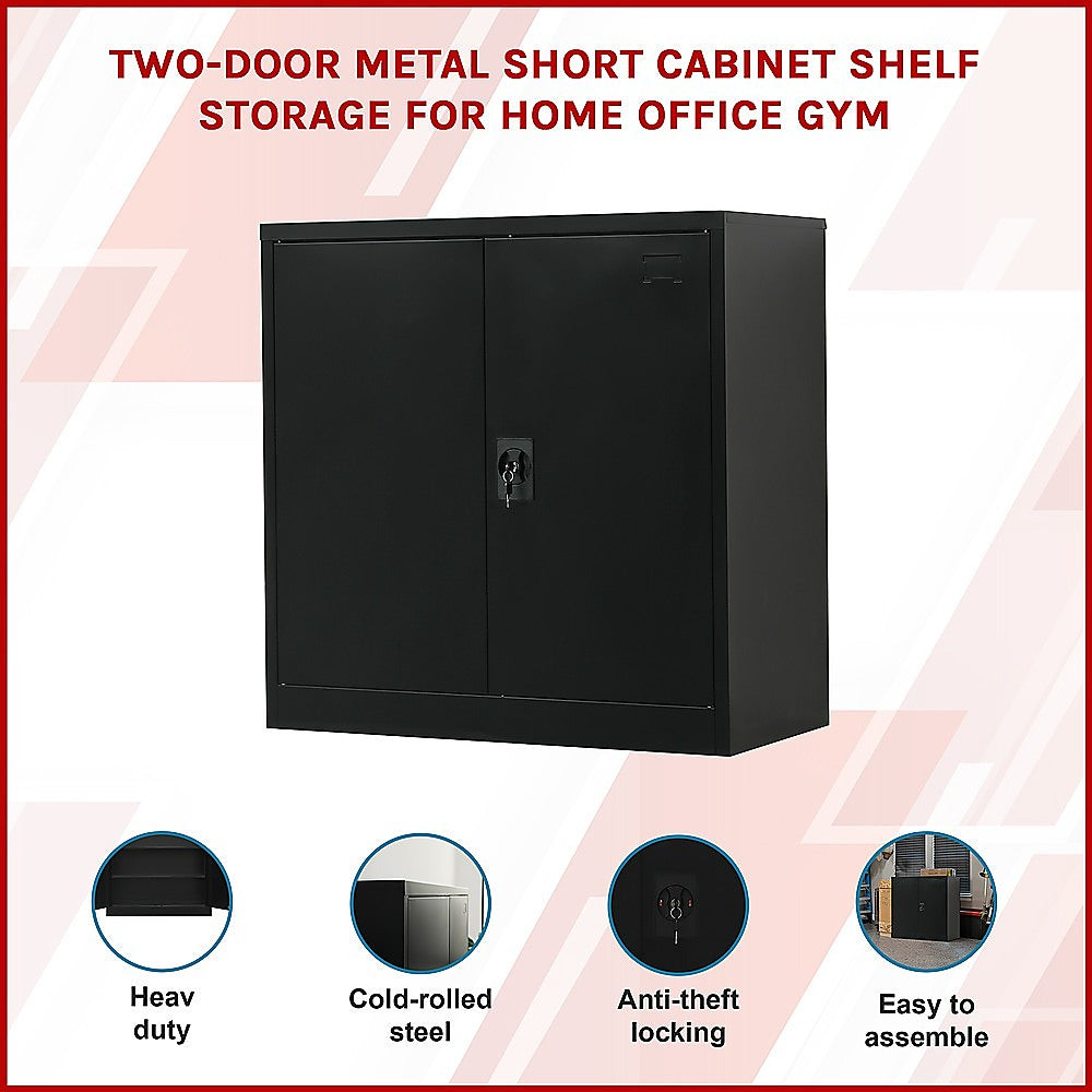 Two-Door Metal Short Cabinet Shelf Storage for Home Office Gym