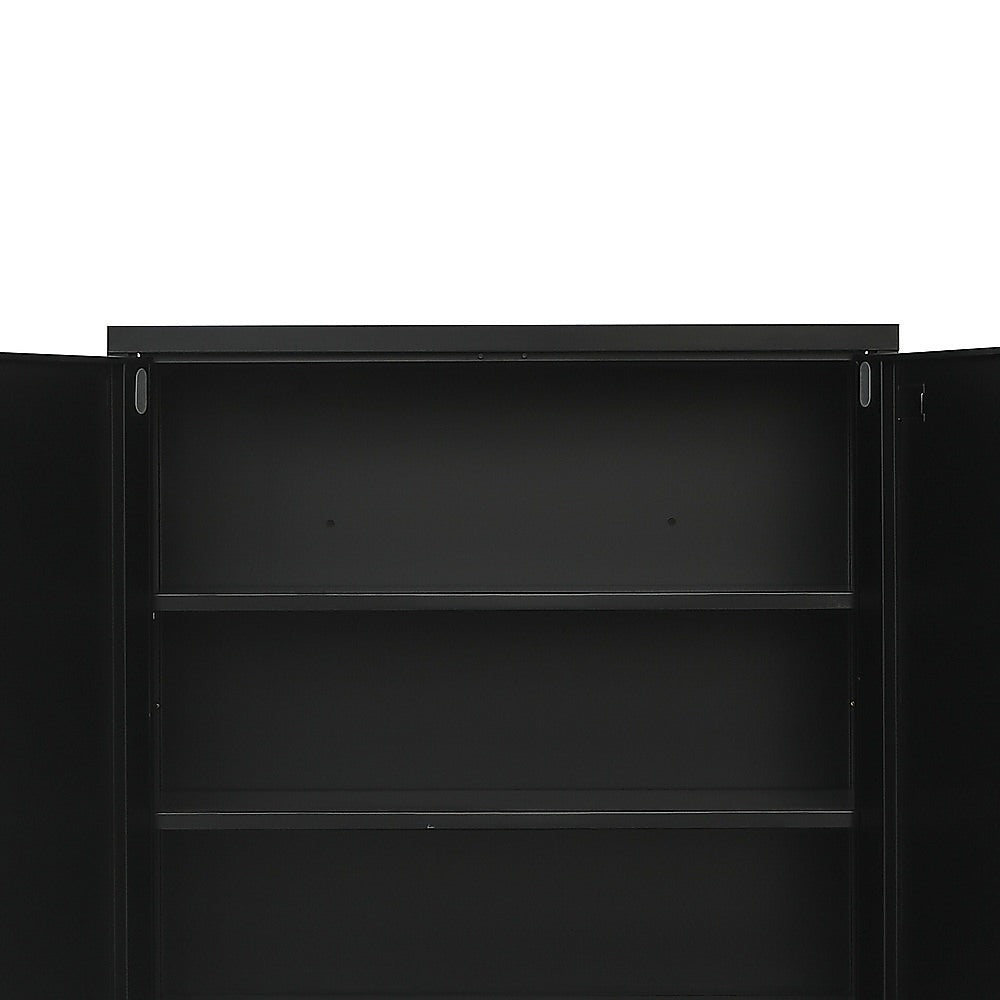 Two-Door Metal Short Cabinet Shelf Storage for Home Office Gym