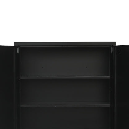 Two-Door Metal Short Cabinet Shelf Storage for Home Office Gym