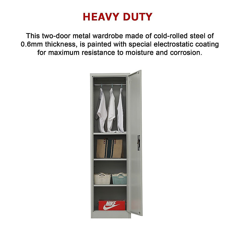 Single-Door Metal Tall Cabinet Shelf Storage for Home Office Gym