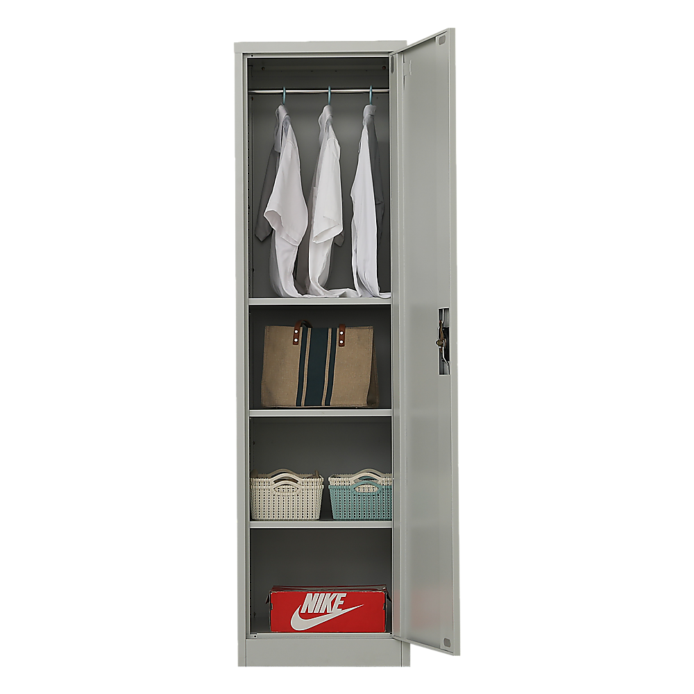 Single-Door Metal Tall Cabinet Shelf Storage for Home Office Gym