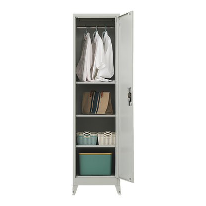 Single-Door Metal Tall Cabinet Shelf Storage for Home Office Gym