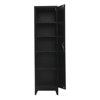 Single-Door Metal Tall Cabinet Shelf Storage for Home Office Gym