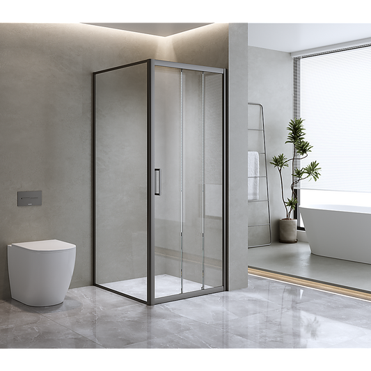 40mm Adjustable Contemporary Corner Sliding Chrome Shower Screen 86x80cm