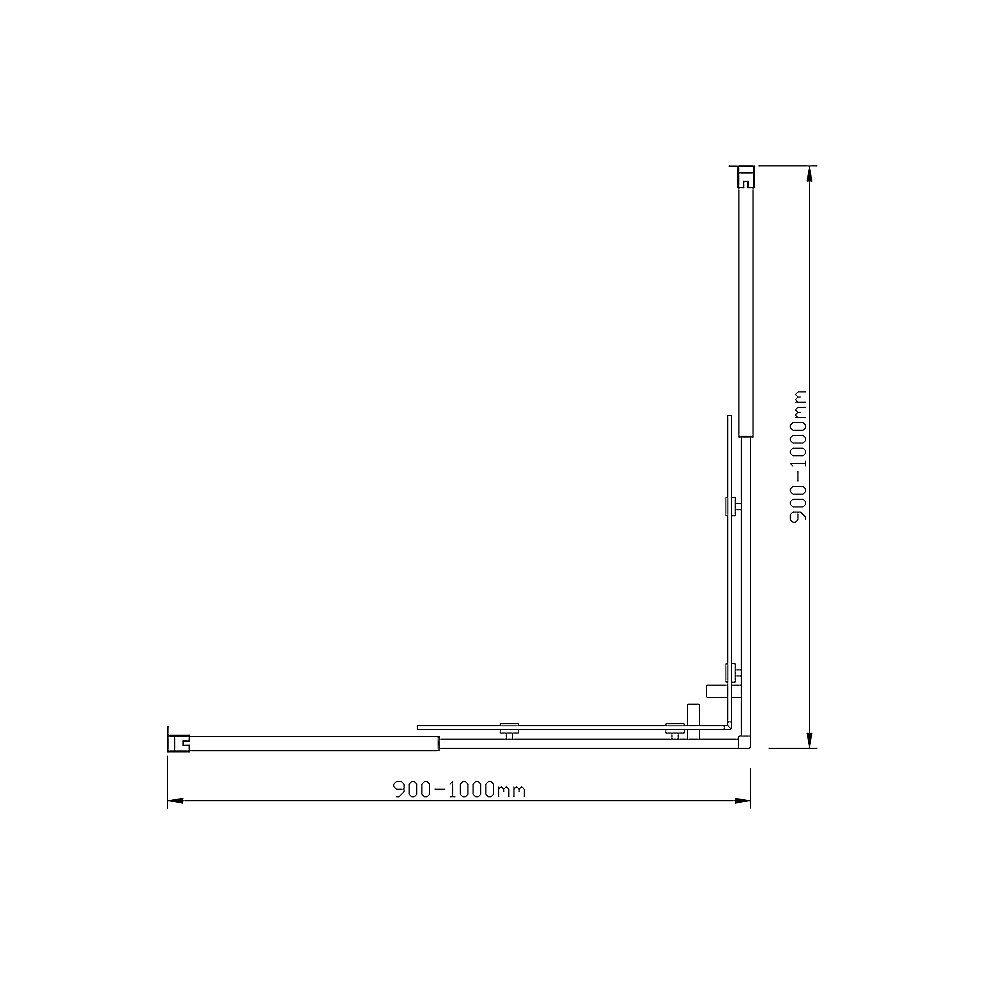 Adjustable 1000x1000mm Double Sliding Door Glass Shower Screen in Gold