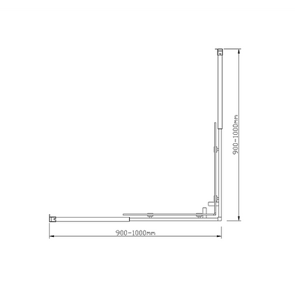 Adjustable 1000x1000mm Double Sliding Door Glass Shower Screen in Gold