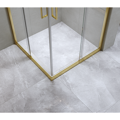 Adjustable 1200x1000mm Double Sliding Door Glass Shower Screen in Gold