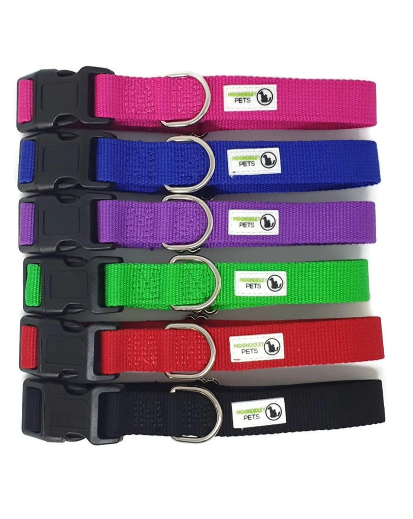 100% Pure Bamboo Fibre Dog Collar Plastic Buckle - Moondidley Pets Medium Black