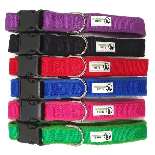 100% Pure Bamboo Fibre w/Fleece Lining Dog Collar Plastic Buckle - Moondidley Pets  Medium Red