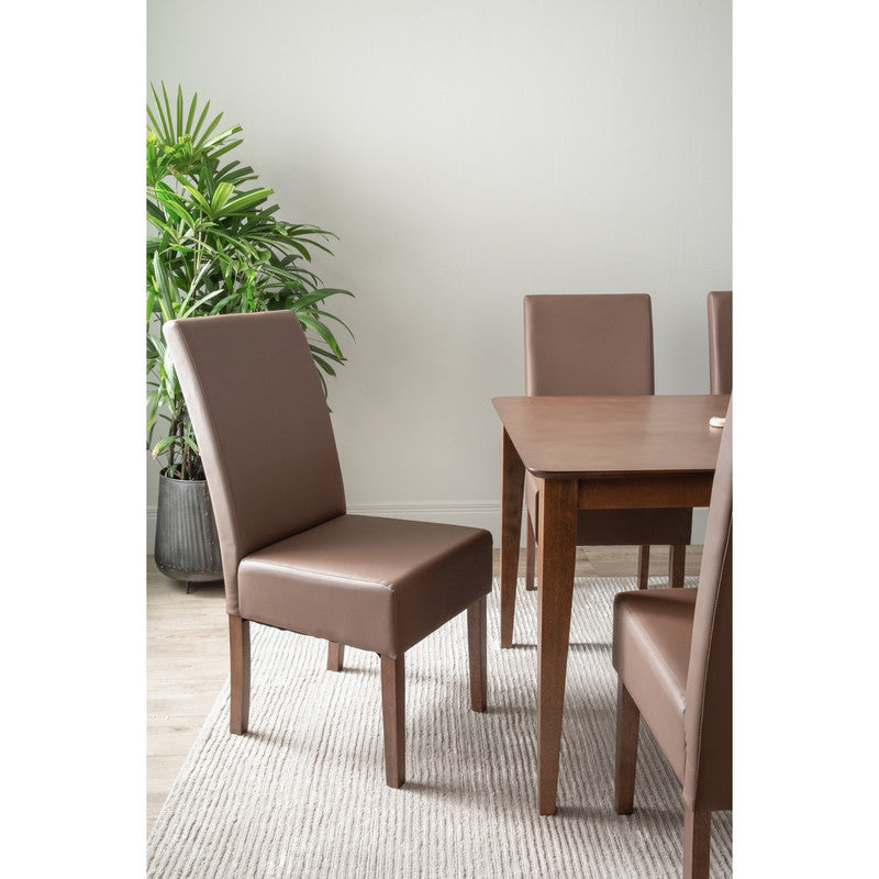 Mesi Dining Chair x2  - Cocoa Legs Mocha Colour Vinyl Upholstery