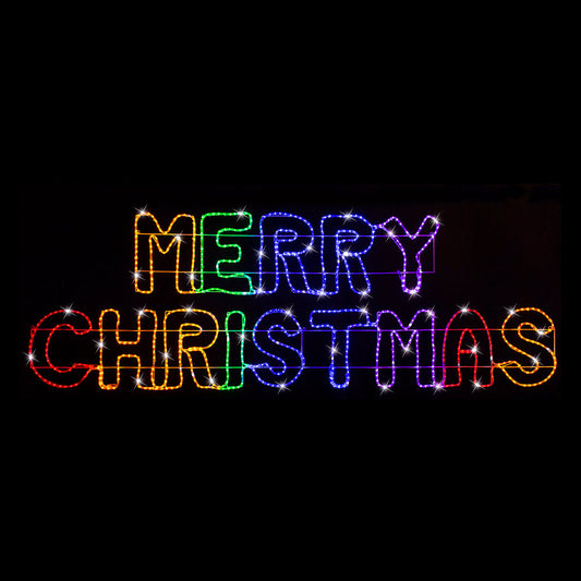 LED Merry Christmas Banner Ropelight Rainbow 270cm