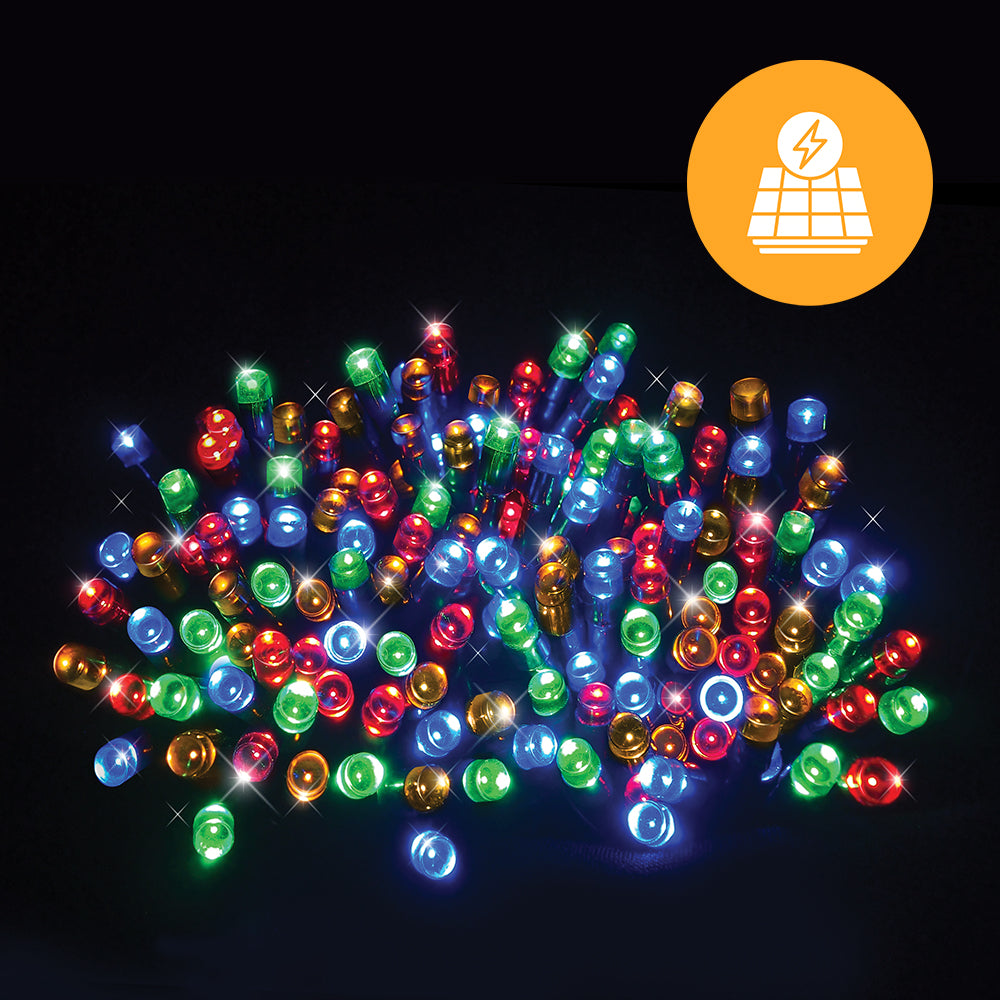 Solar 240 LED Fairy Lights – 11.9m, available in 4 Colors - Multicolor