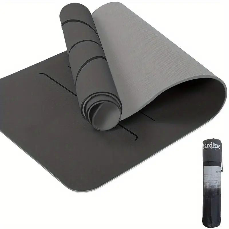 Sport TPE Yoga Mat Exercise Workout Mats Fitness Mat for Home Gym Grey 6mm