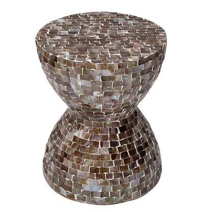 TONED MOTHER OF PEARL STOOL/SIDE TABLE