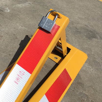 Triangle Lockable Parking Barrier Fold Down Vehicle Security Car Parking Lock Safety Reflective Stripe Barrier