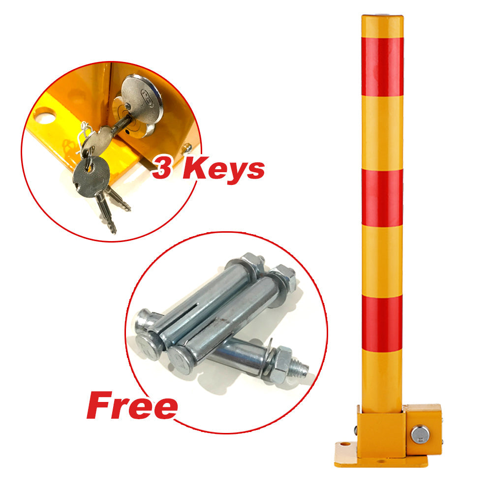 Red Parking Bollard locker Barrier Key Alike lock Fold Down Vehicle