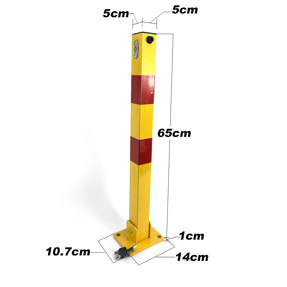 Square Heavy Duty Fold Down Security Parking Post Lock Safety Barrier 3 Keys