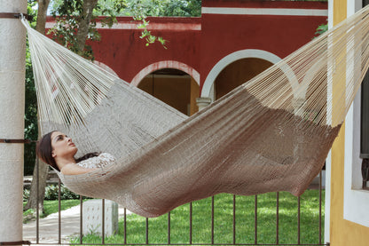 Mayan Legacy Jumbo Size Outdoor Cotton Mexican Hammock in Dream Sands Colour