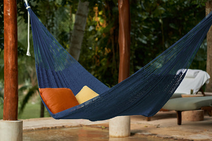 Outdoor undercover cotton Mayan Legacy hammock King size Blue