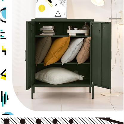 ArtissIn Buffet Sideboard Locker Metal Storage Cabinet - SWEETHEART Green