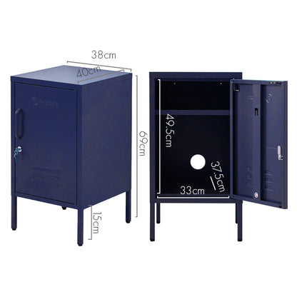 ArtissIn Metal Locker Storage Shelf Filing Cabinet Cupboard Bedside Table Blue