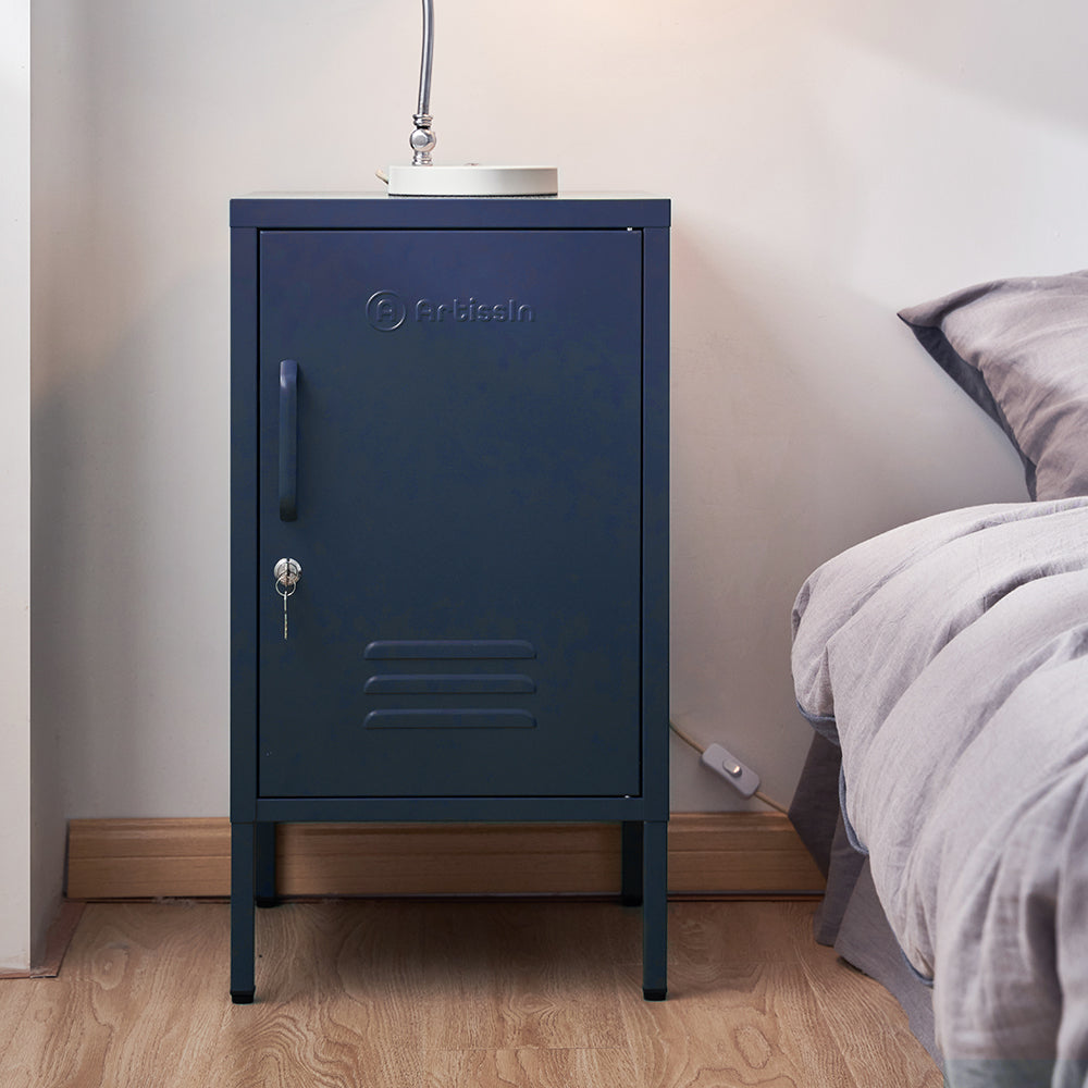 ArtissIn Metal Locker Storage Shelf Filing Cabinet Cupboard Bedside Table Blue