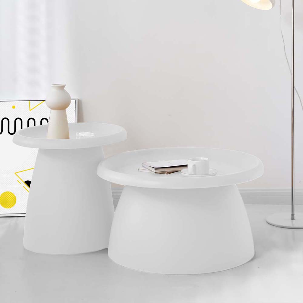 ArtissIn Coffee Table Mushroom Nordic Round Small Side Table 50CM White