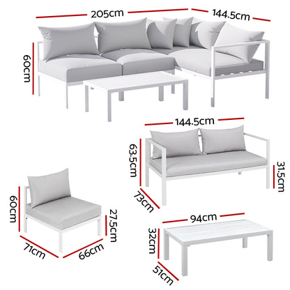 Gardeon 4-Seater Aluminium Outdoor Sofa Set Lounge Setting Table Chair Furniture