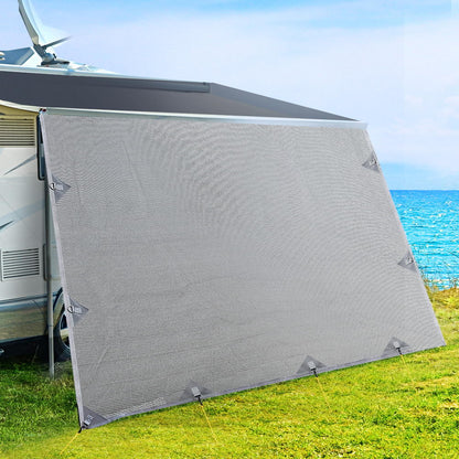 4.0M Caravan Privacy Screens 1.95m Roll Out Awning End Wall Side Sun Shade